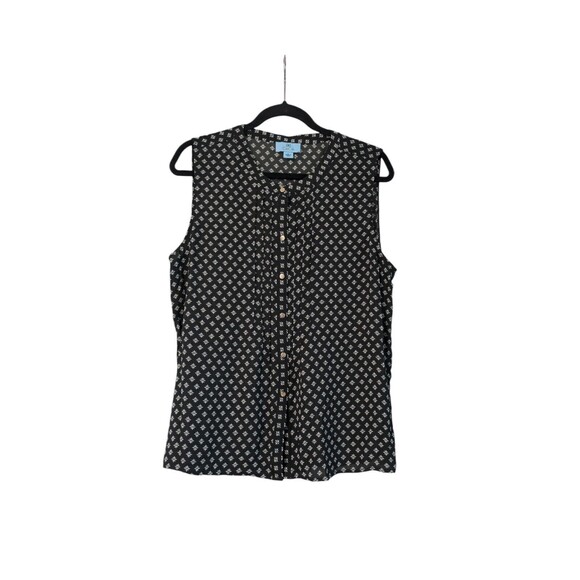 CECE Womens Black White Dot Pullover Blouse Top Size L Short Sleeve - Picture 1 of 3